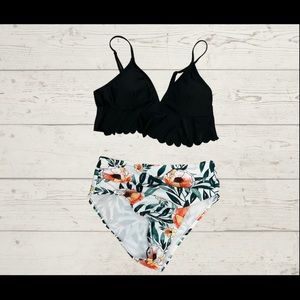 Scallop Top Bikini with Floral Bottoms